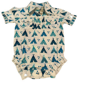 Cowgirl Legend Baby Girl's Tee Pee Print Short Sleeve Snap One Piece Top 12 mos